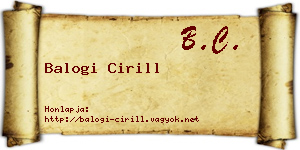 Balogi Cirill névjegykártya